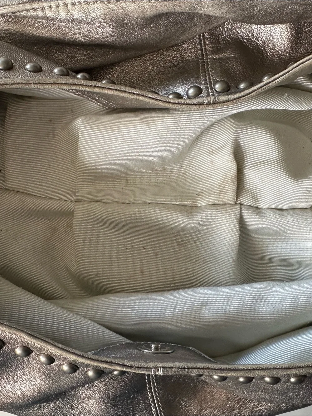 Metallic Leather Hobo Bag with Stud Accent by Aqua